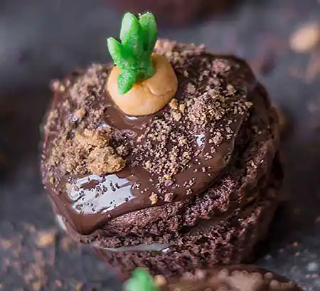 Cupcake mit Aprikosenmarmelade und Schokocreme Topping.